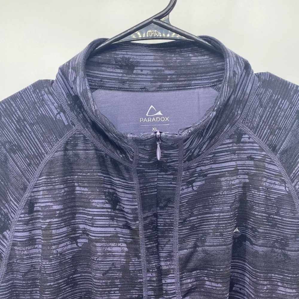 Paradox Grey Black purple Camo Splash Stripes drirelease pullover ruching bust Size XL - Image 3