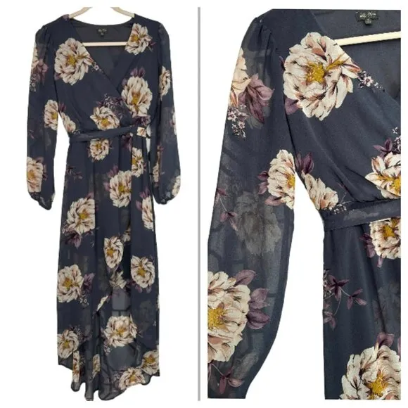 Lily Rose Ladies Sheer Long Sleeve V Neck Dress Size XS - Image 2