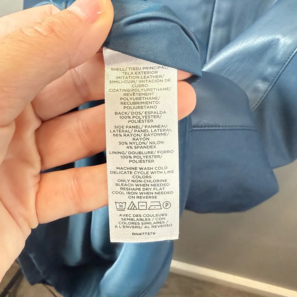 Ann Taylor‎ NEW Women's Faux Leather Mixed Media Blue Shift Dress Size XS Petite - Image 5