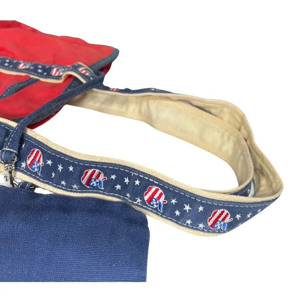 Joe Boxer red blue apples stars teacher shoulder bag patriotic tote school VTG - Image 5