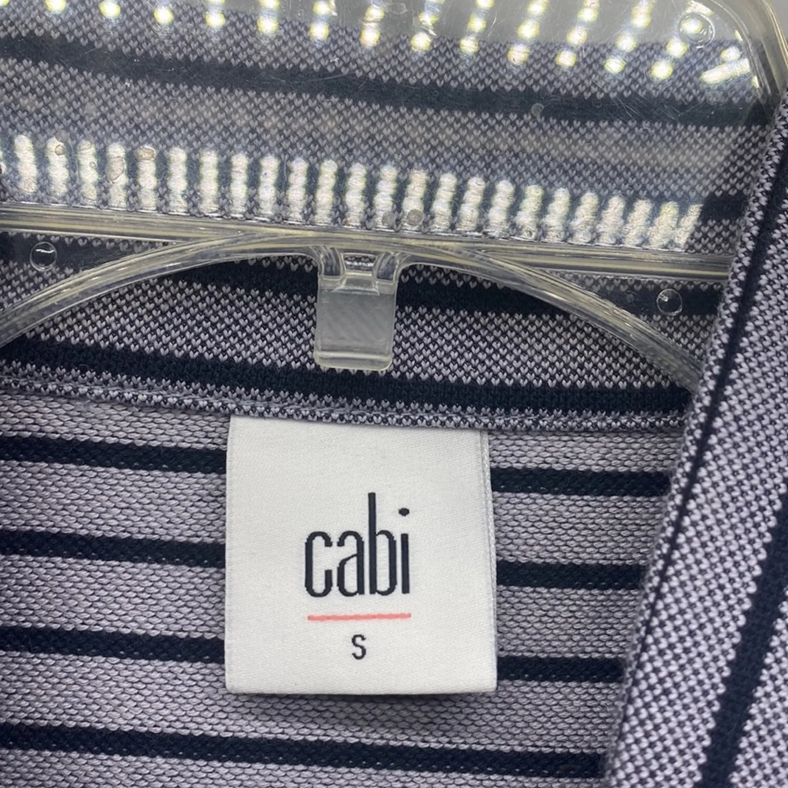 Cabi Dappled Stripe Car Coat Cotton Blend 3 quarter sleeve pockets size s - Image 3