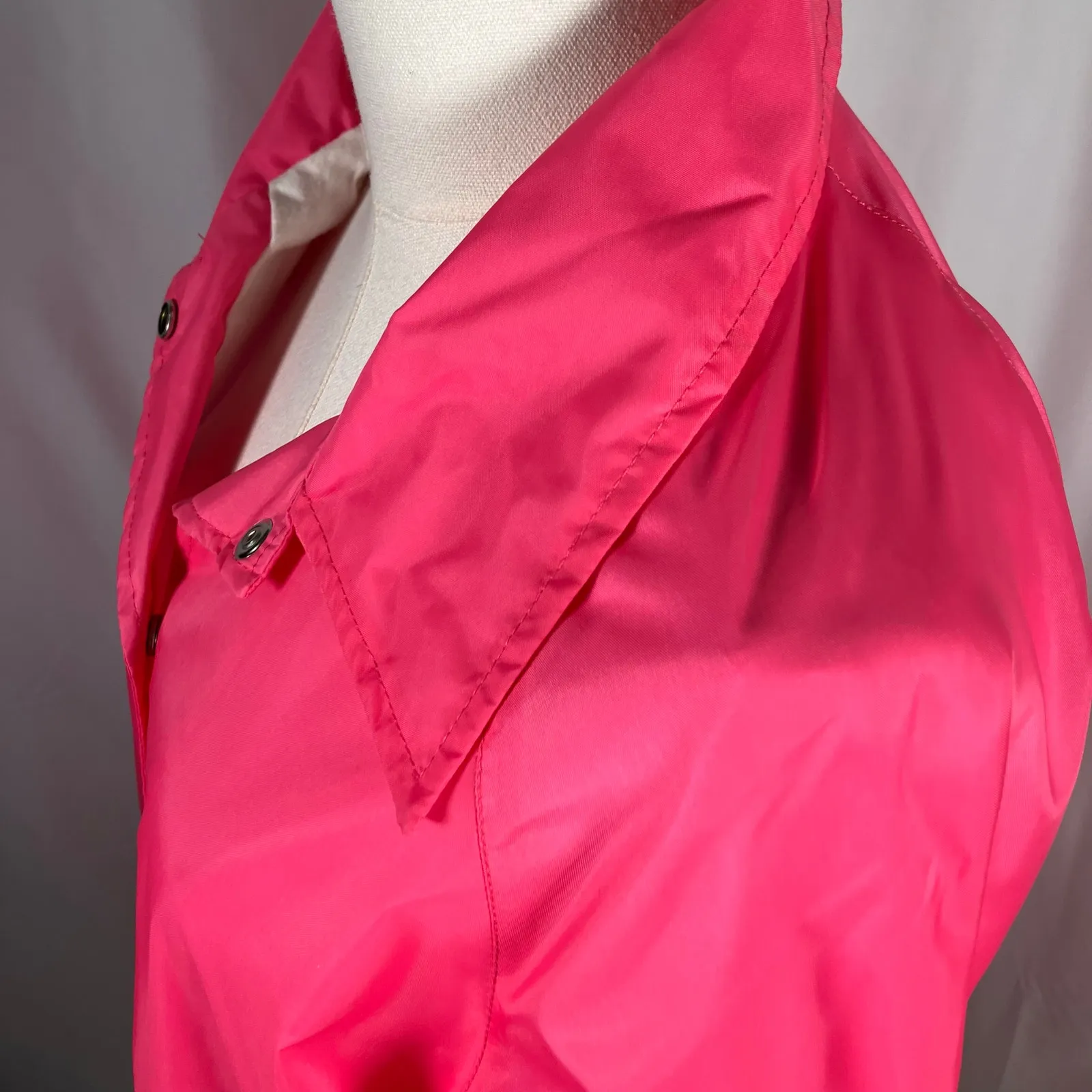 Vintage‎ Ames Hot Pink Windbreaker Nylon Cotton Lined Jacket Size L New 80's Size L - Image 5