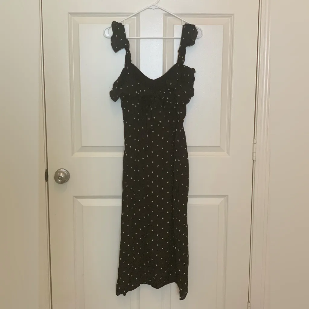 H+M Elegant Ruffled Black Polka Dot Dress.         Size-10 - Image 3