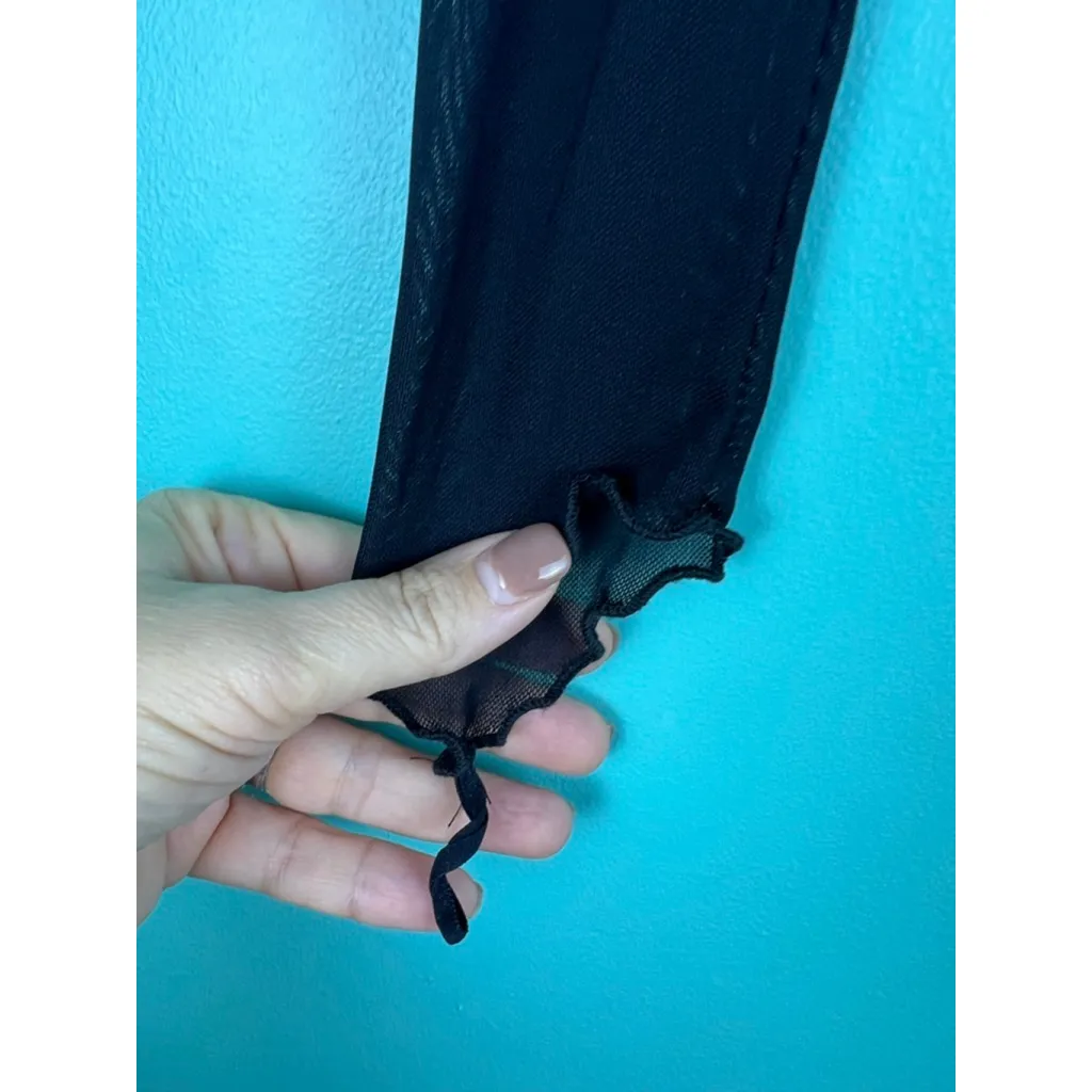 Urban Outfitters Black Sheer Mesh Ruched Crop Top — Lettuce Hem Long Sleeve — Si - Image 4