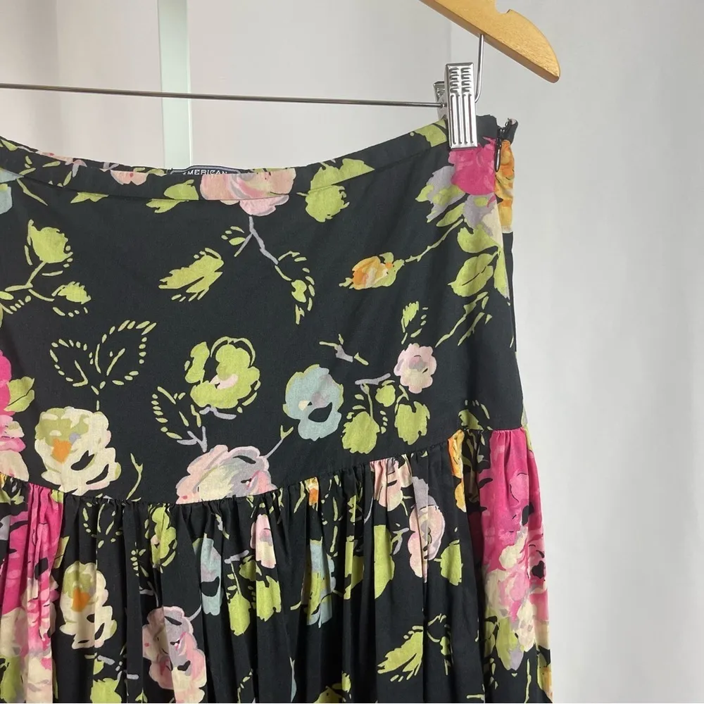 American Living Size 8 Vintage Floral Circle Retro Pleat Ruffle Mini Skirt - Image 6