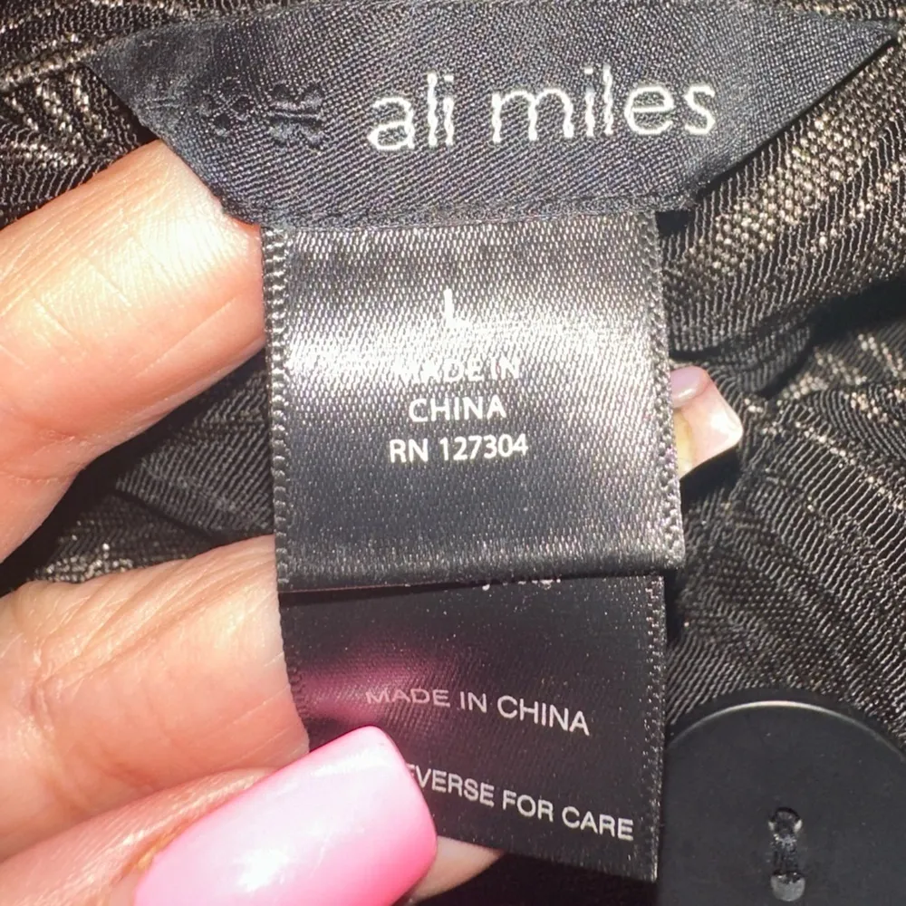 Ali Miles Black And Gold Waves Jacket Top corean neck line Size L - Image 9