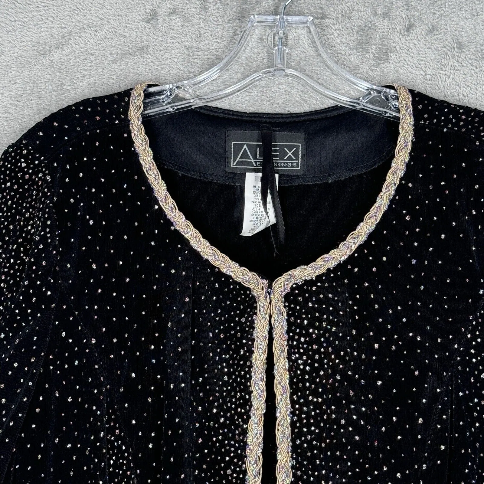 Alex Evenings Shirt Womens Large Black Beaded‎ Top Date Night Going Out Formal - Image 4