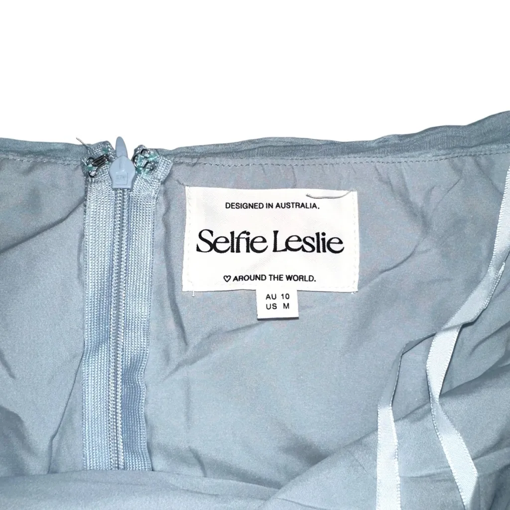 NWOT Selfie Leslie Asiah Halter Light Blue Tiered Maxi Dress MEDIUM in Ice Blue - Image 5