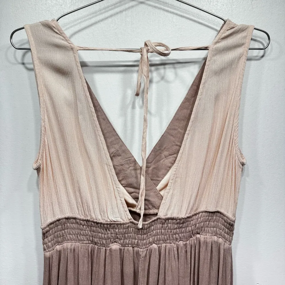 Soiéblu Beige & Taupe Sleeveless Boho Hippie Maxi Dress Embroidered High Waist - Image 7