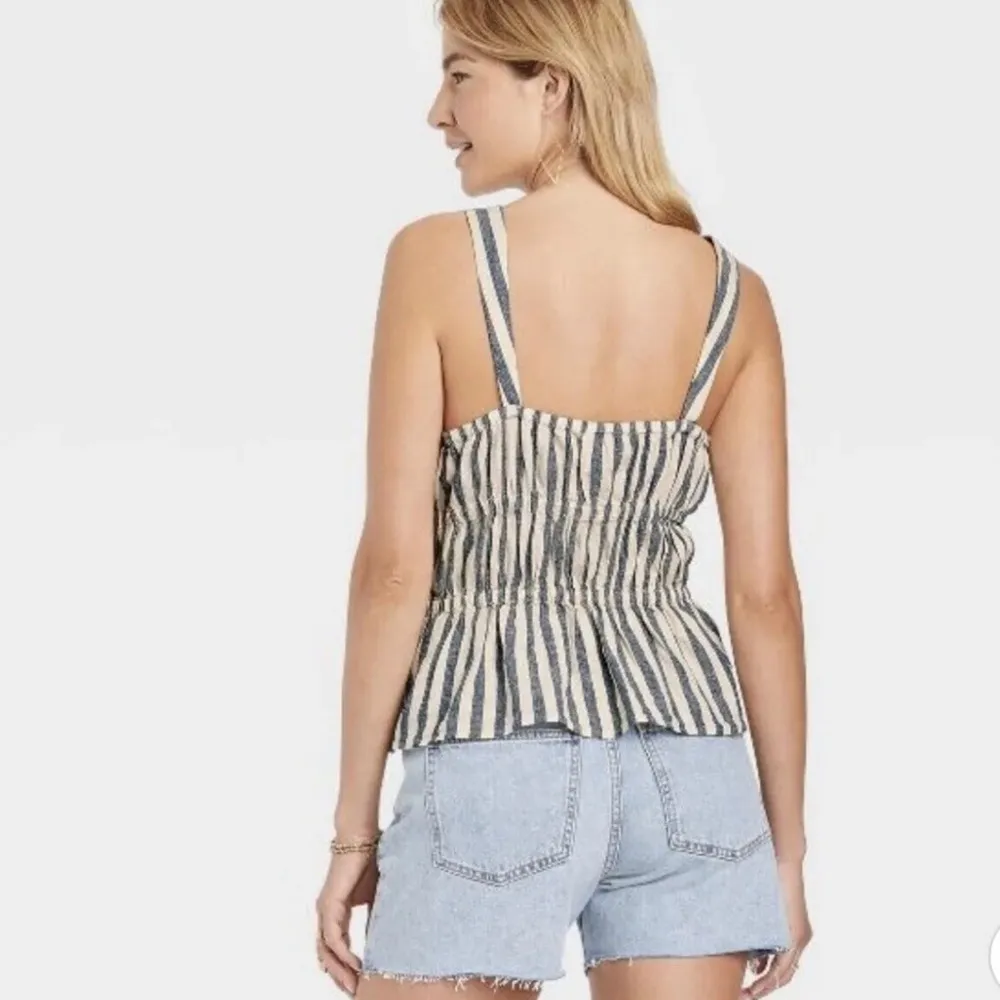 Women's Peplum Tank Top Universal Thread Cream Stripe Sz X-Large - Image 2