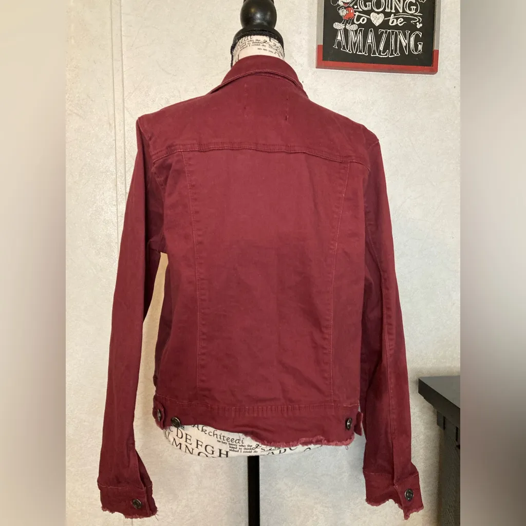 Nine West Burgundy Jean Jacket size:L - Image 4