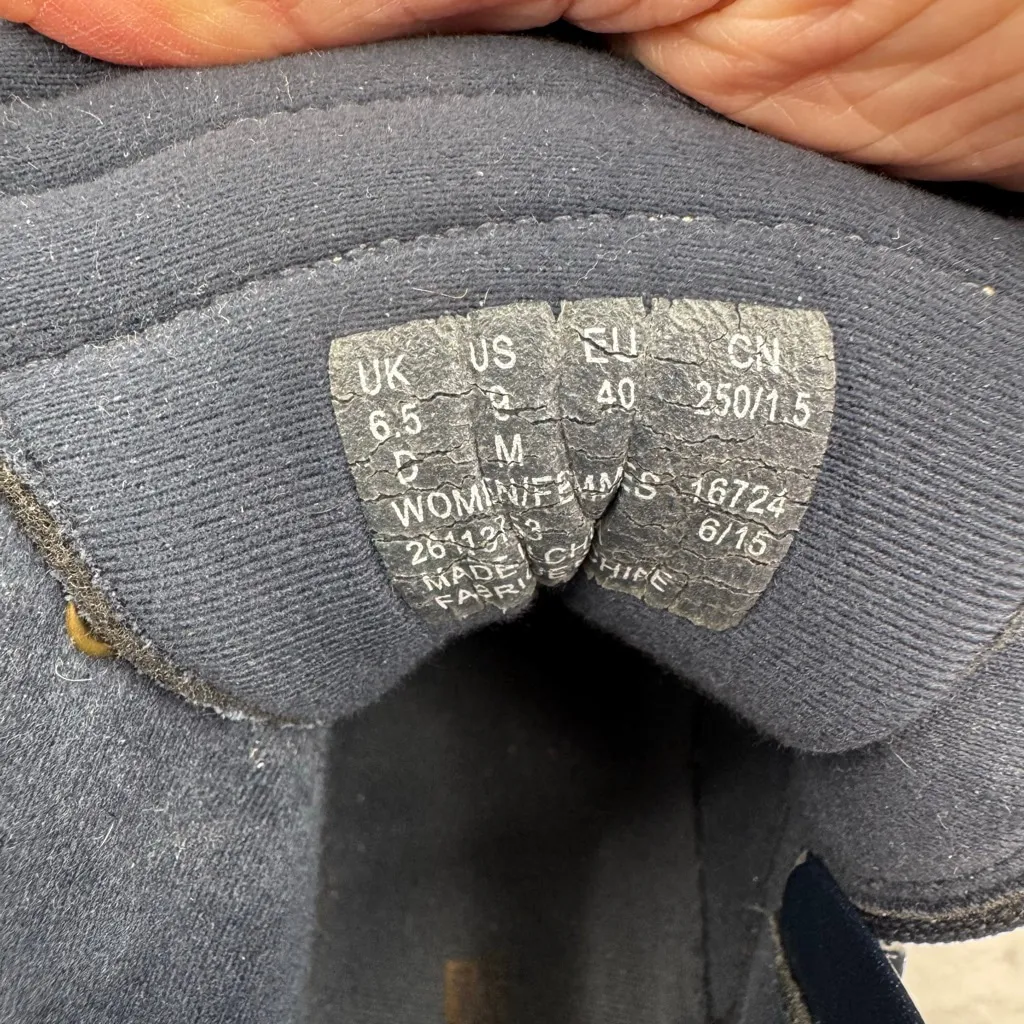 Clark's Navy Blue Whistle Bea Ankle Boot Lace Up + Zip Quilted Plaid Preppy Sz 9 - Image 9