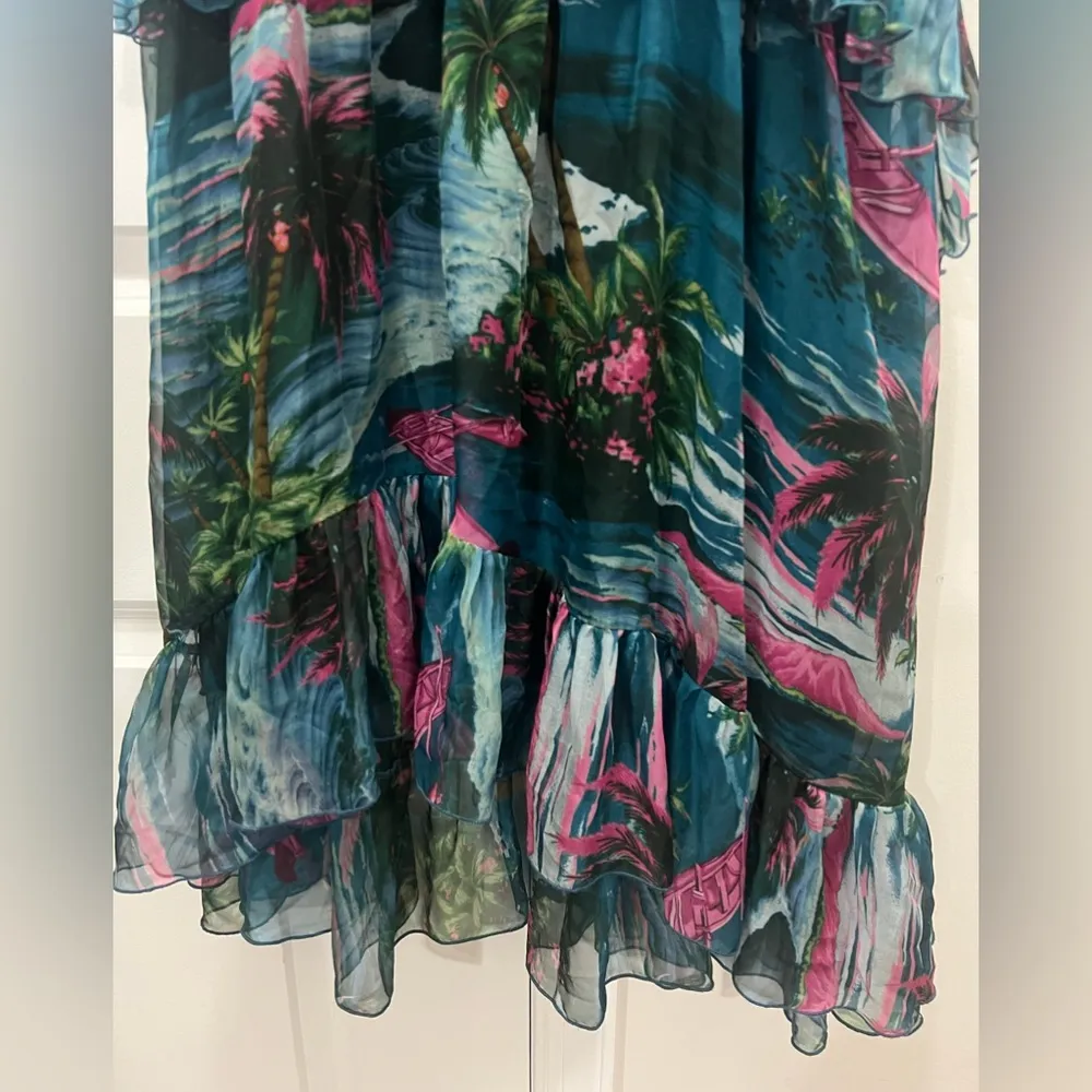 MSGM Printed Sea Blue Ruffle Dress Size 48 IT / 12 US $990 - Image 2