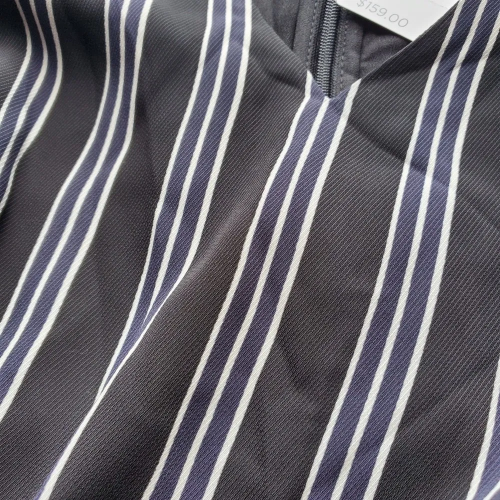 black dress size 10 casual A line striped layered midi preppy dress - Image 9