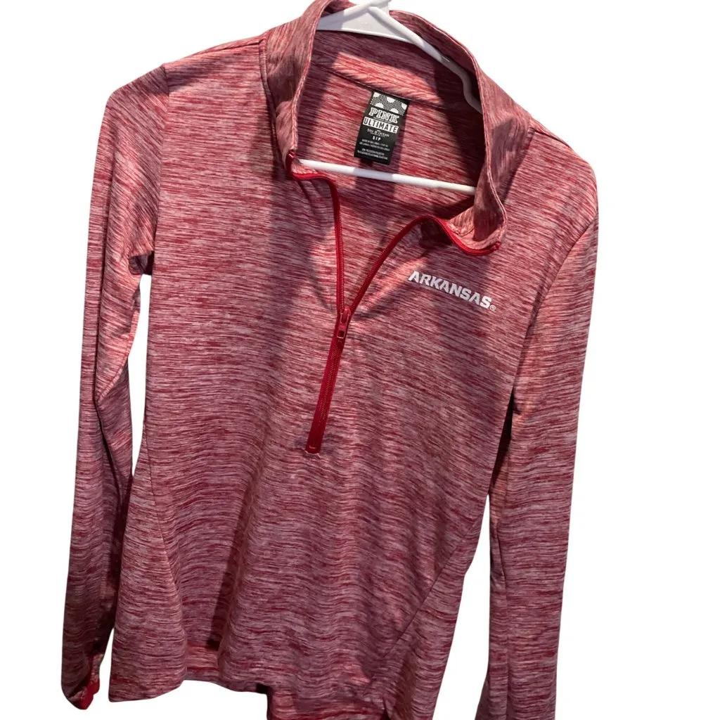 Pink Victorias Secret Ultimate Arkansas 1/4 Zip Pullover S Heather Red - Image 2