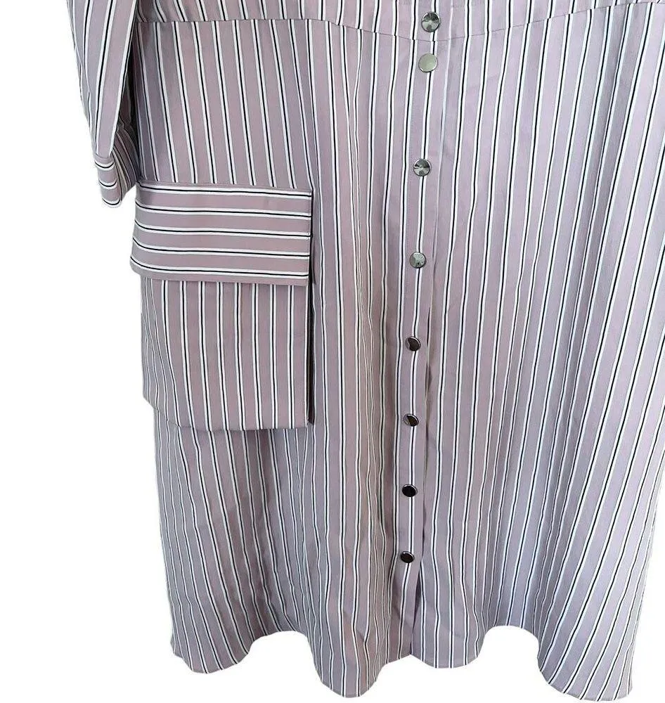 Tibi Viscose Twill Anorak Maxi  Shirtdress Pink Women's Size XS - Image 4