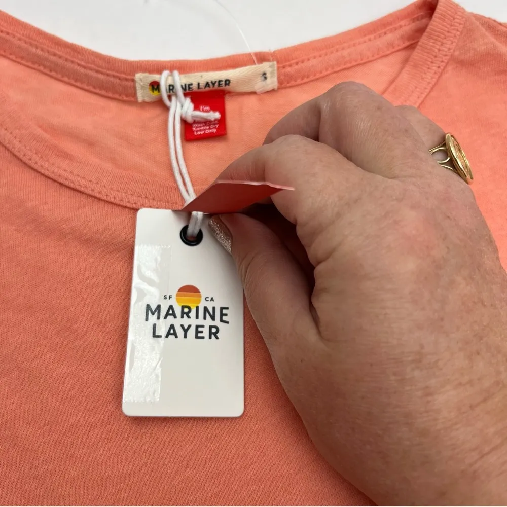 Marine Layer Hemp Cotton Blend Top Short Sleeve Shirt Women Size Small Peach NEW - Image 2