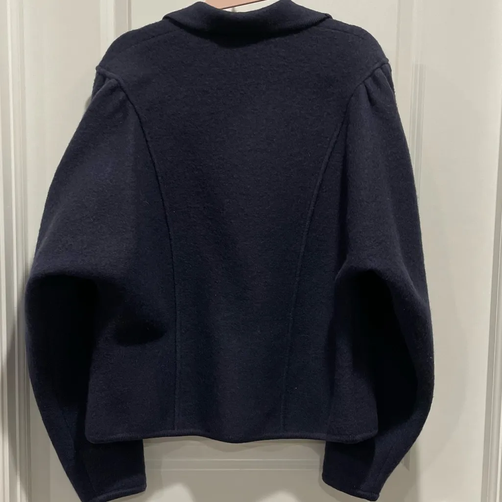 Geiger of Austria Boiled Wool Puff Sleeve Blazer Coat Navy Size 42 Vintage Blue - Image 8