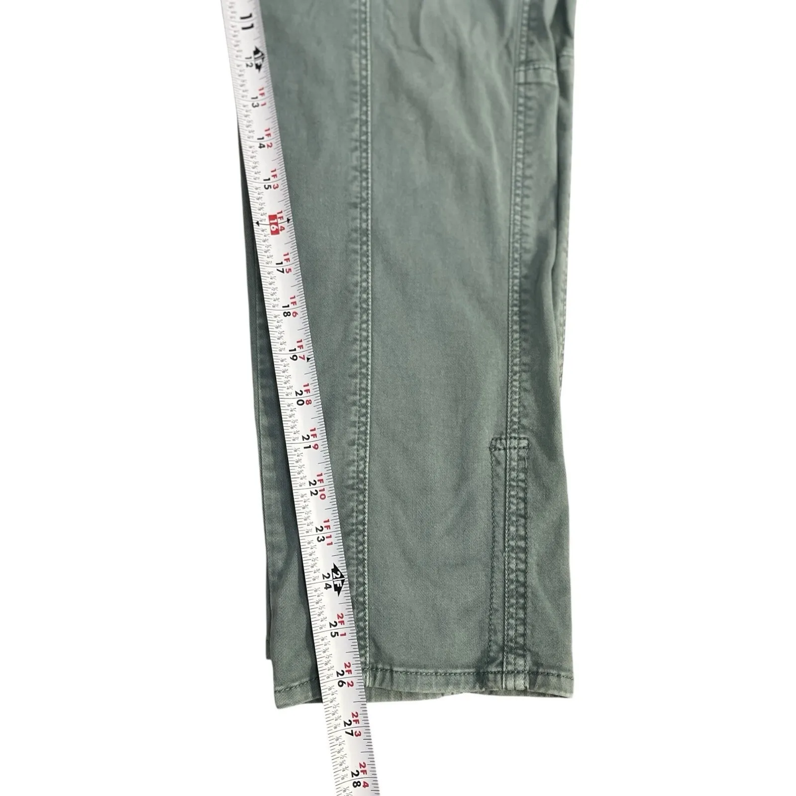 White House Black Market Cropped Ankle Olive Green Jean Size 10 Utility Gorpcore - Image 9