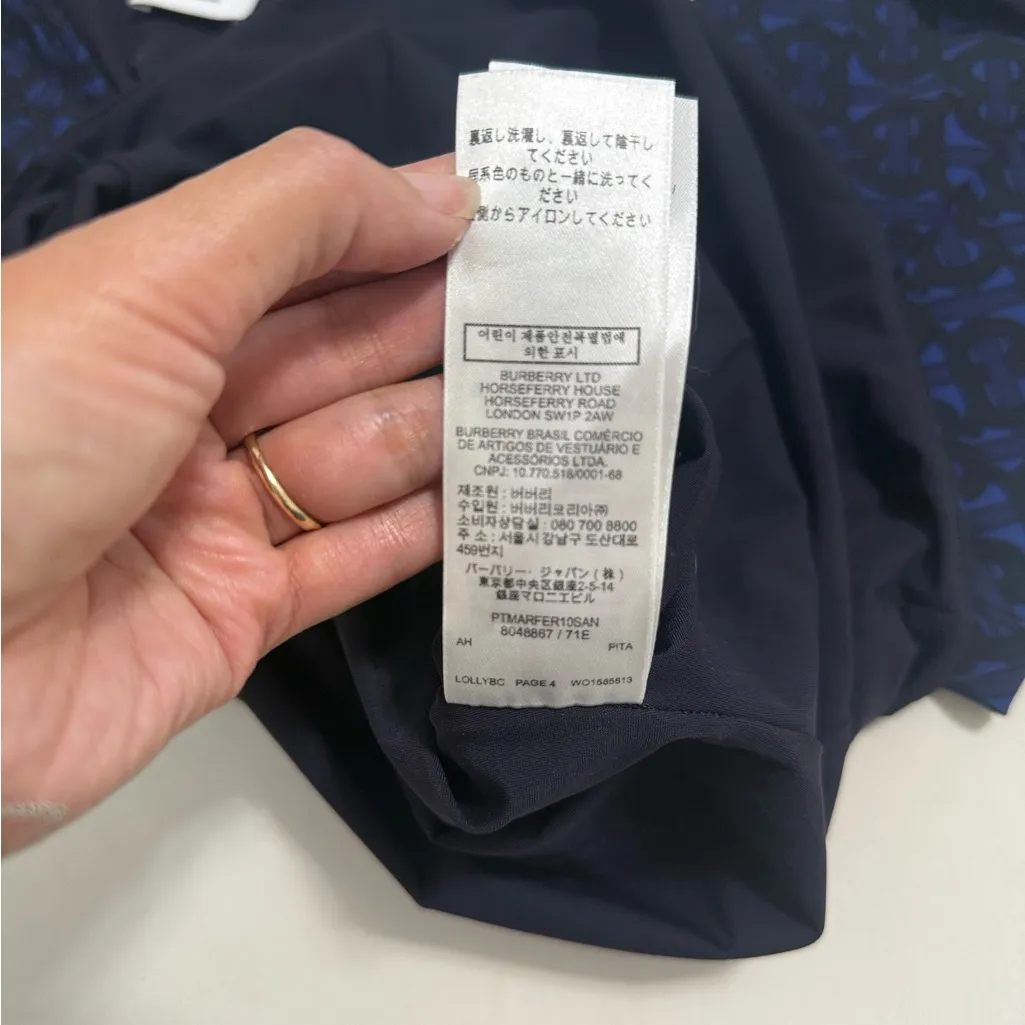 NWT Burberry TB Monogram Print plunging neckline Long-Sleeve Bodysuit in XS - Image 7