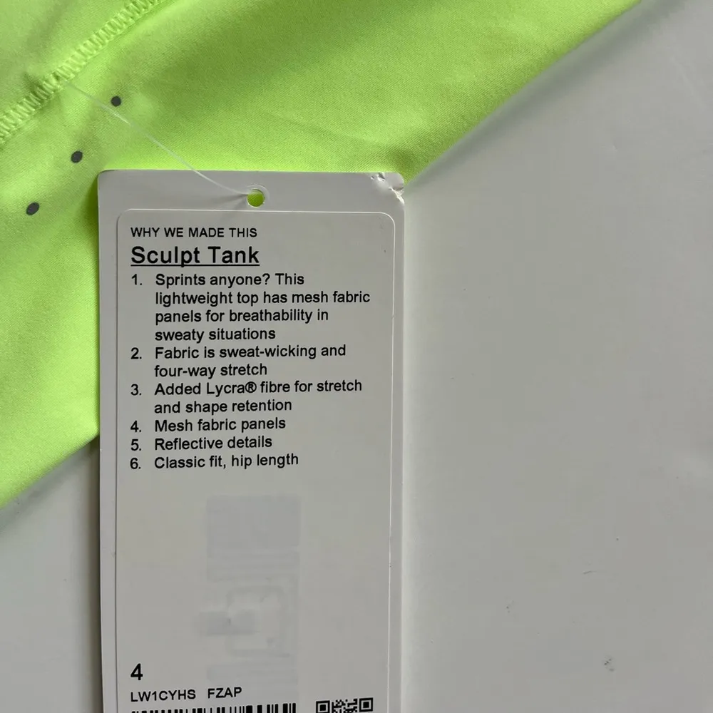 lululemon athletica Sculpt Tank in Faded Zap -Size 4 - Image 6