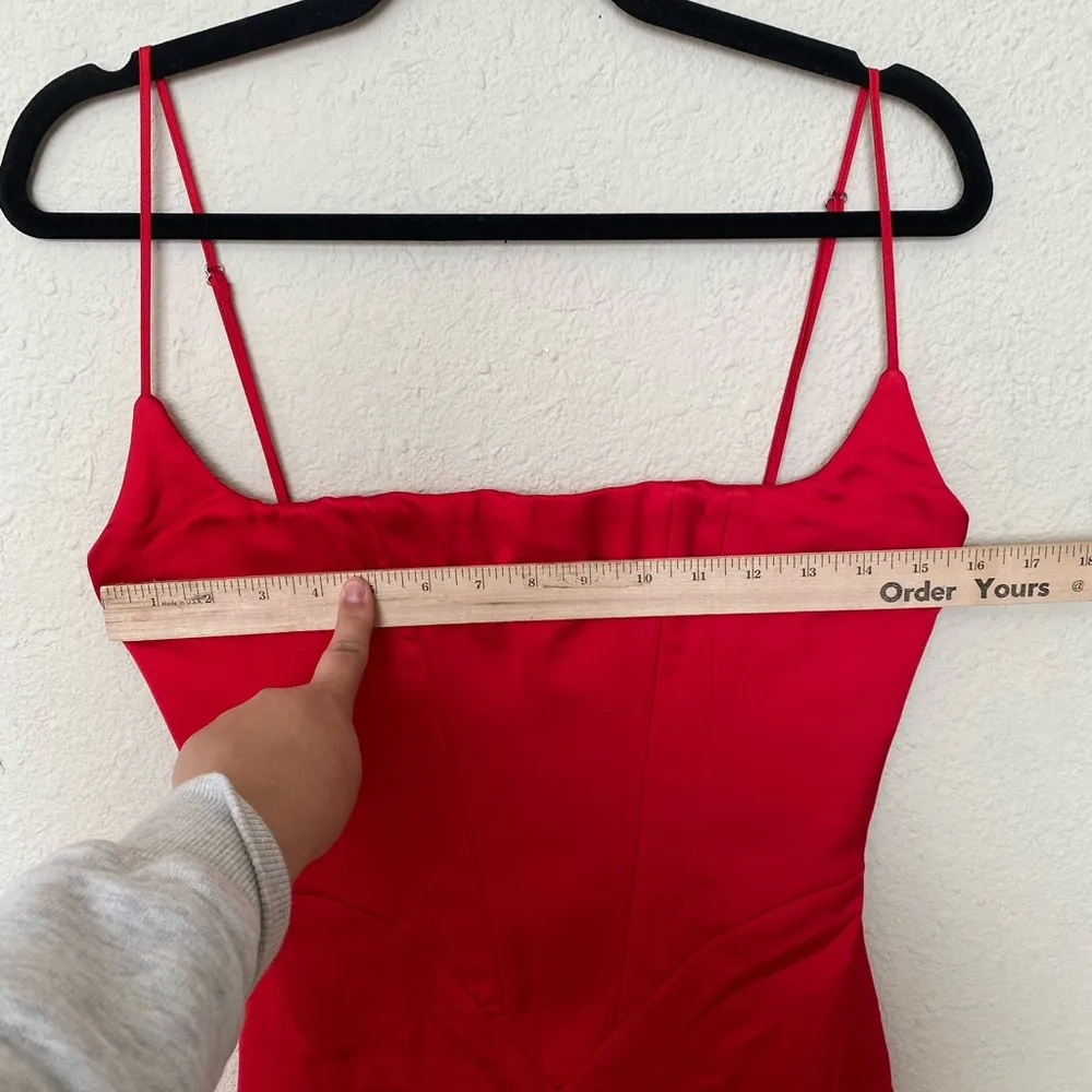 House of CB Anais Satin Corset Dress Red scarlet Size S midi NWOT - Image 8