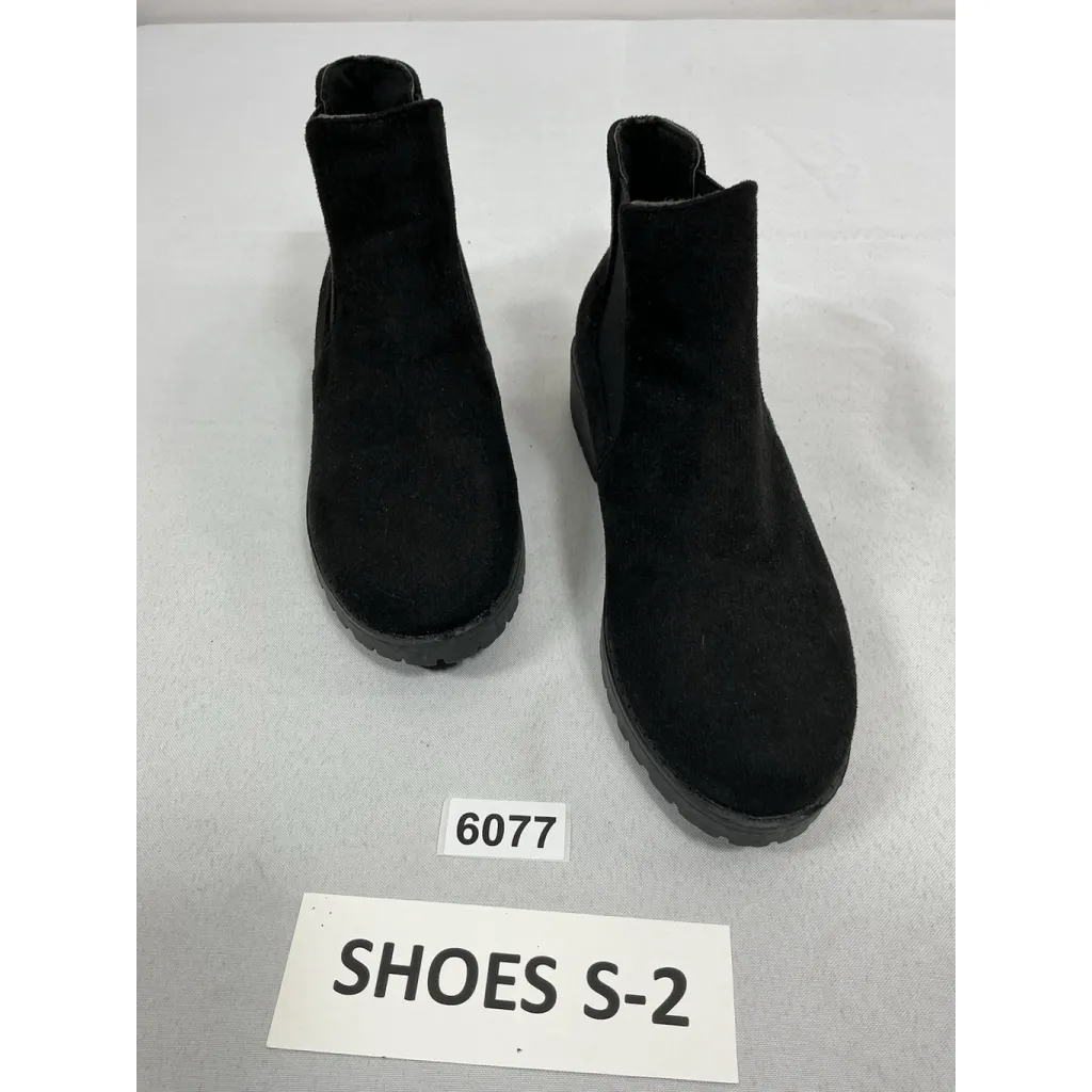 Womans Pullon Booties Eu 40 Us 9.5/10 Black Elastic Ankle Flat Heel Round Toe - Image 3