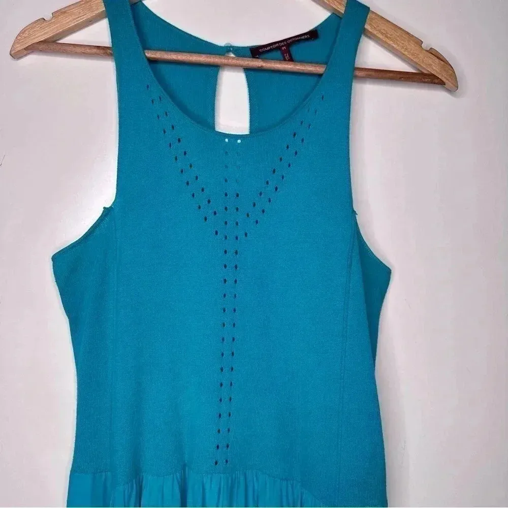 Comptoir Des Cotonniers Anthro Turquoise Sleeveless Midi Dress Size Medium Blue - Image 3