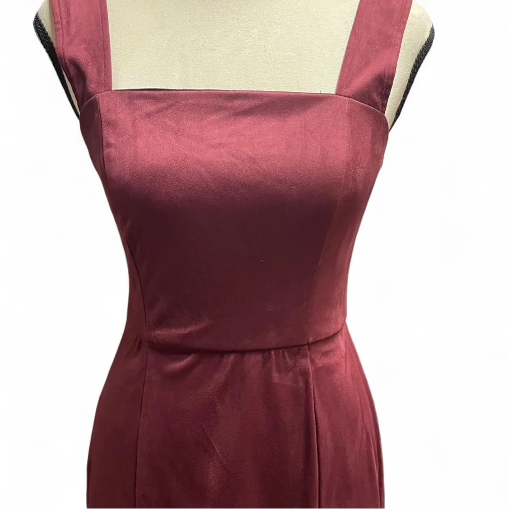 Miami Burgandy Sheath Mini Dress Square Neck Cocktail Red Size XS - Image 2