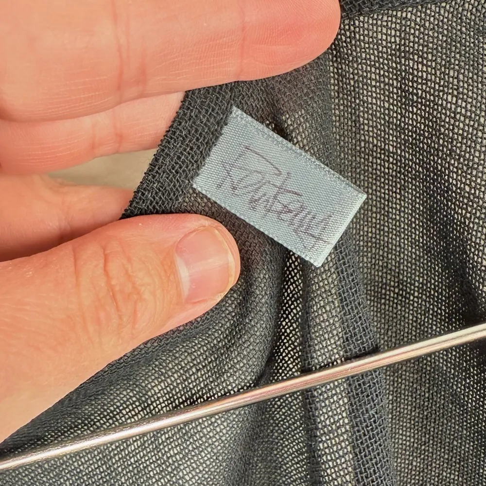 Vintage Sheer Black Wool Duster Lightweight Open Front Layer Cardigan Size L - Image 7