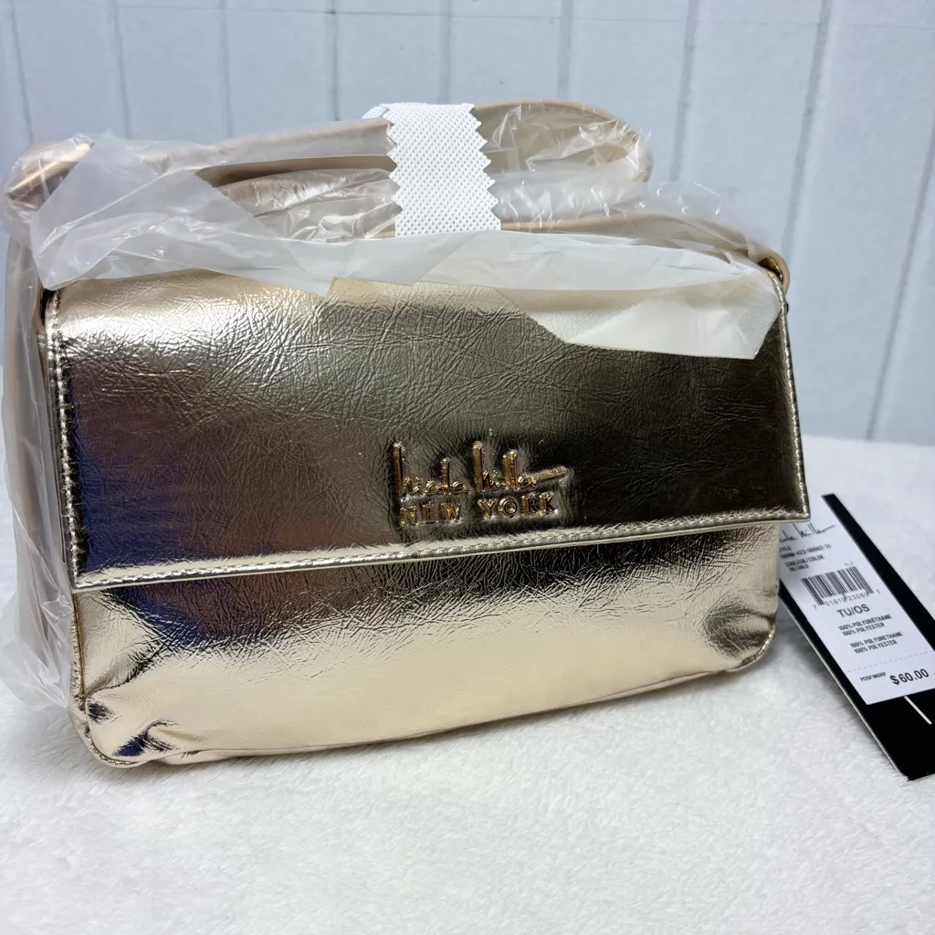 NICOLE MILLER Vegan Leather Metallic Gold Evening Bag Purse Handbag  
NEW - Image 6
