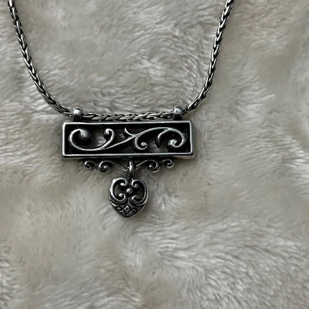 Brighton Silver Deco Lace Pendant Necklace 16 -‎ 17.5 in. Heart Adjustable - Image 7