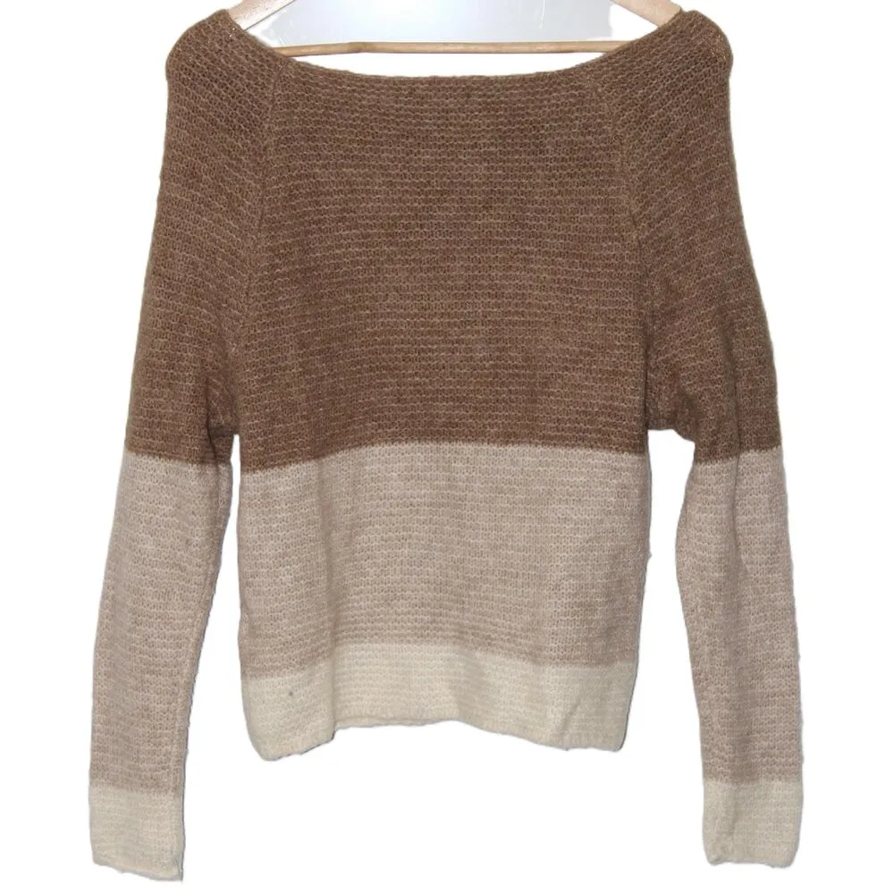 Womens Abercrombie & Fitch Cream Tan Brown Long Sleeve Crew Neck Sweater Size S - Image 2