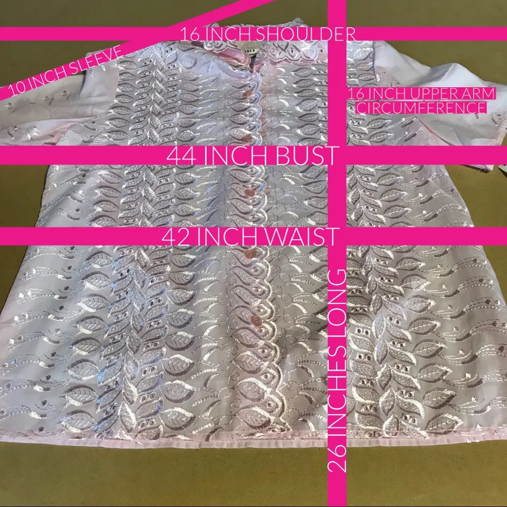 VINTAGE 1980'S PINK LORI BY AM CASUALS EMBROIDERD BLOUSE NWT (12) - Image 6