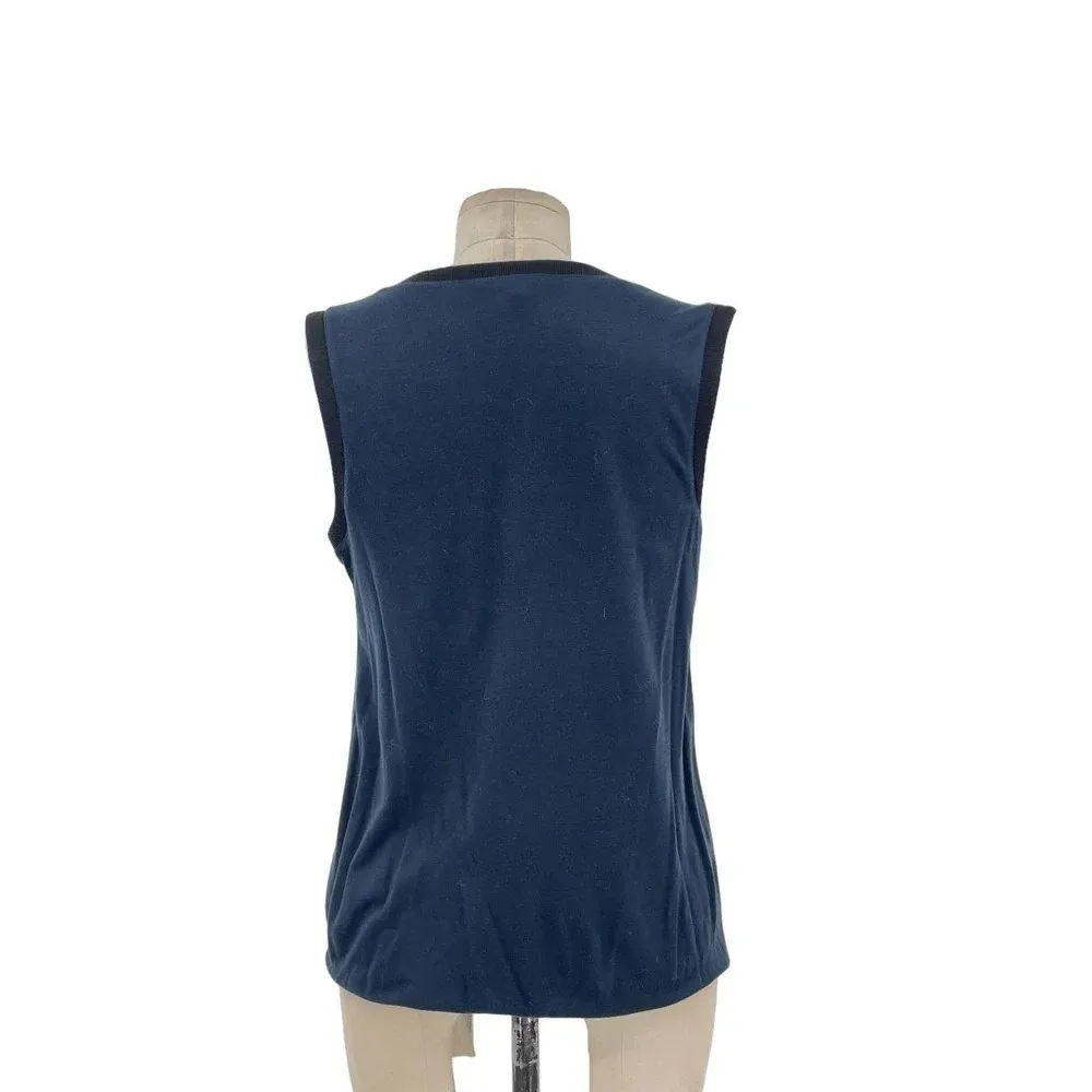 Helmut Lang Celeste Drape Front Shell Tank Top Blue / Black Size‎ Small - Image 7