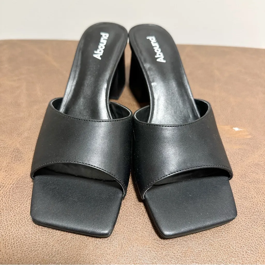 NEW Abound Erica Block Heel Square Toe Slide Sandals Black sz 8 - Image 6