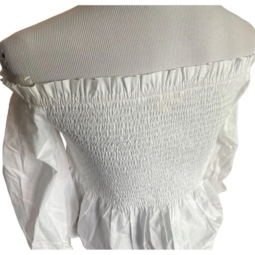 Womens Zara Chocolate USA Floral Embroidered Off Shoulder Crop Top - Sz M - Image 5