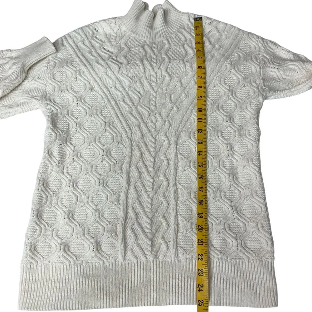 Talbots Women's Cable Knit Turtleneck Sweater Size XS‎ Cream Long Sleeve Warm - Image 9