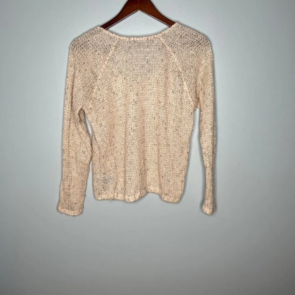 Sanctuary light pale pink knit sweater tassels sheer crochet boho sweater top - Image 7