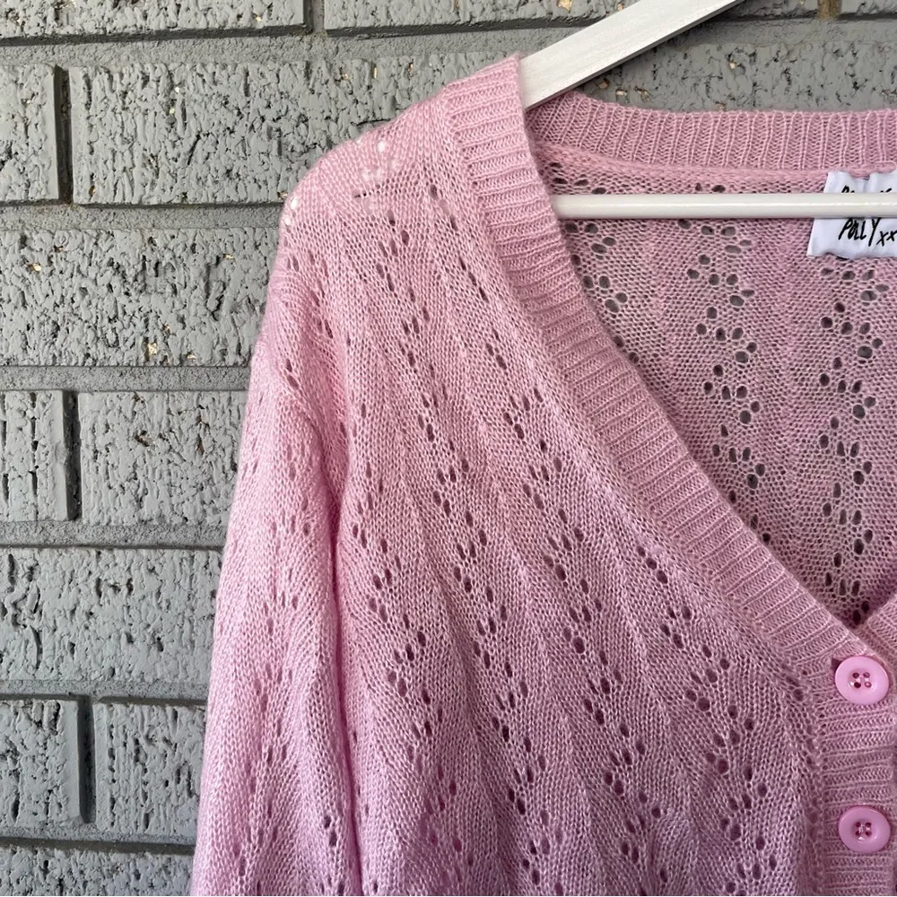 Princess Polly Lyric Knit Cardigan Sweater Ruffle Sleeve Pink Size Large / XL - Image 5