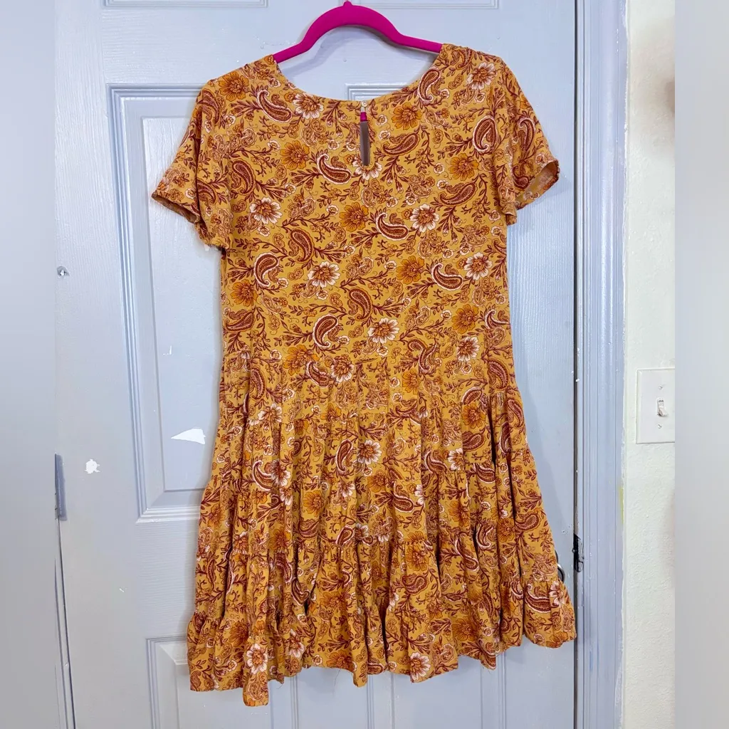 Patrons of Peace Toluca Border Orange Yellow Paisley A Line Swing Dress X-Small - Image 2