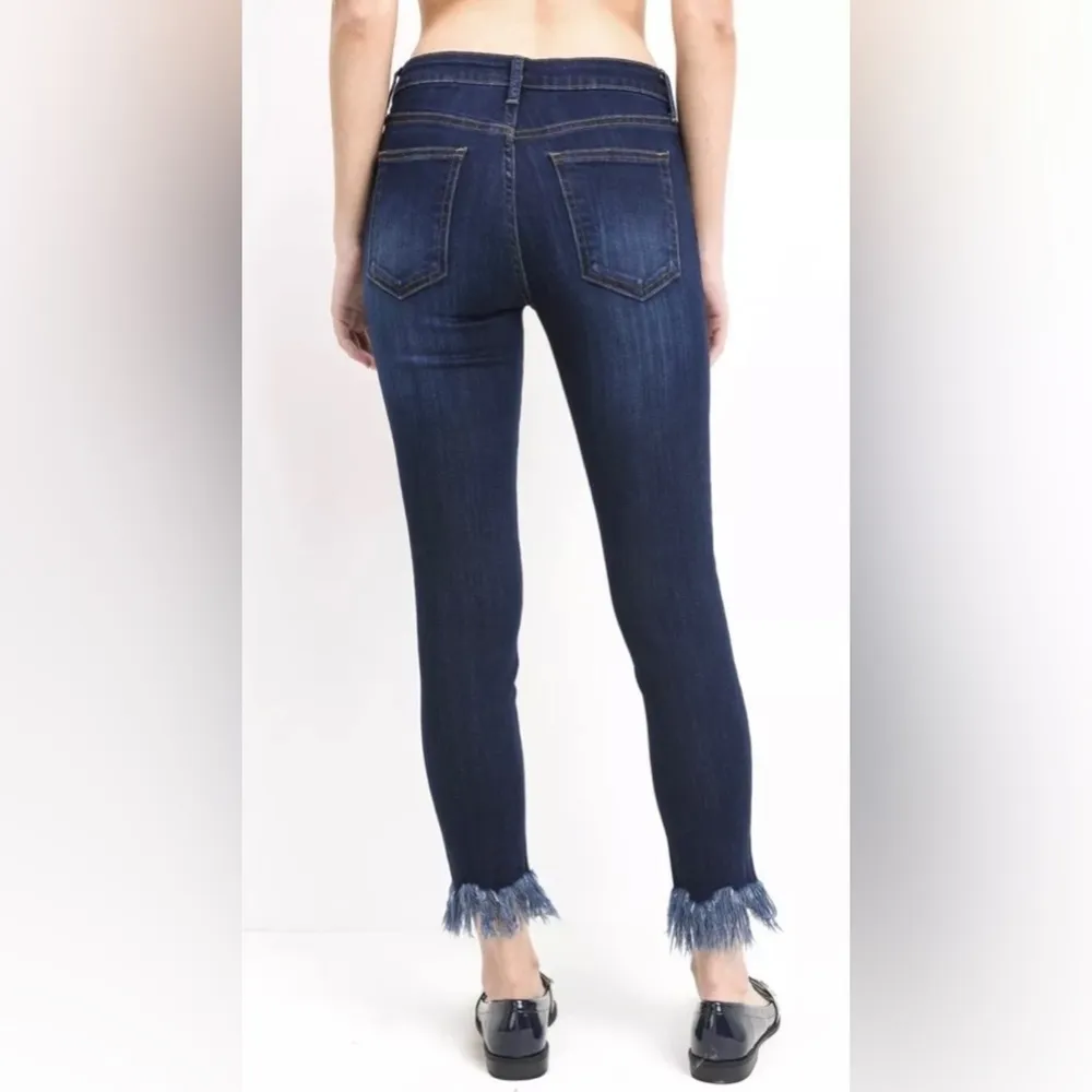 Just Black Denim Blue Straight-Leg Jeans W‎ Fringe Hem Size 29 NWOT Made In USA - Image 3