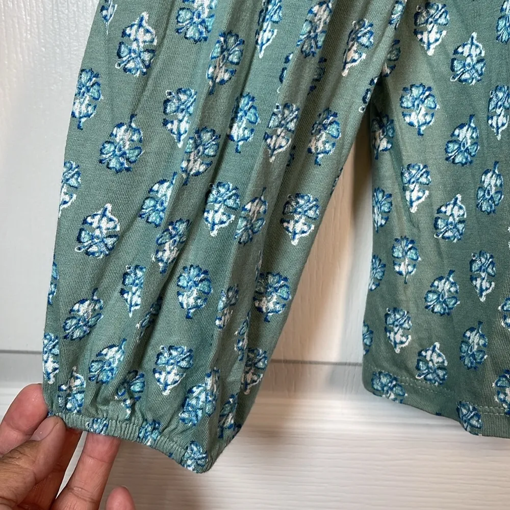 Lucky Brand Light Green L/S Square Neck Blouse Peasant Shirt Large EUC #0548-OC - Image 4