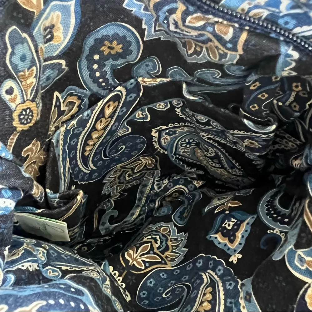 Vera Bradley Deep Night Paisley Blue Beige Crossbody Bag Purse - Image 7