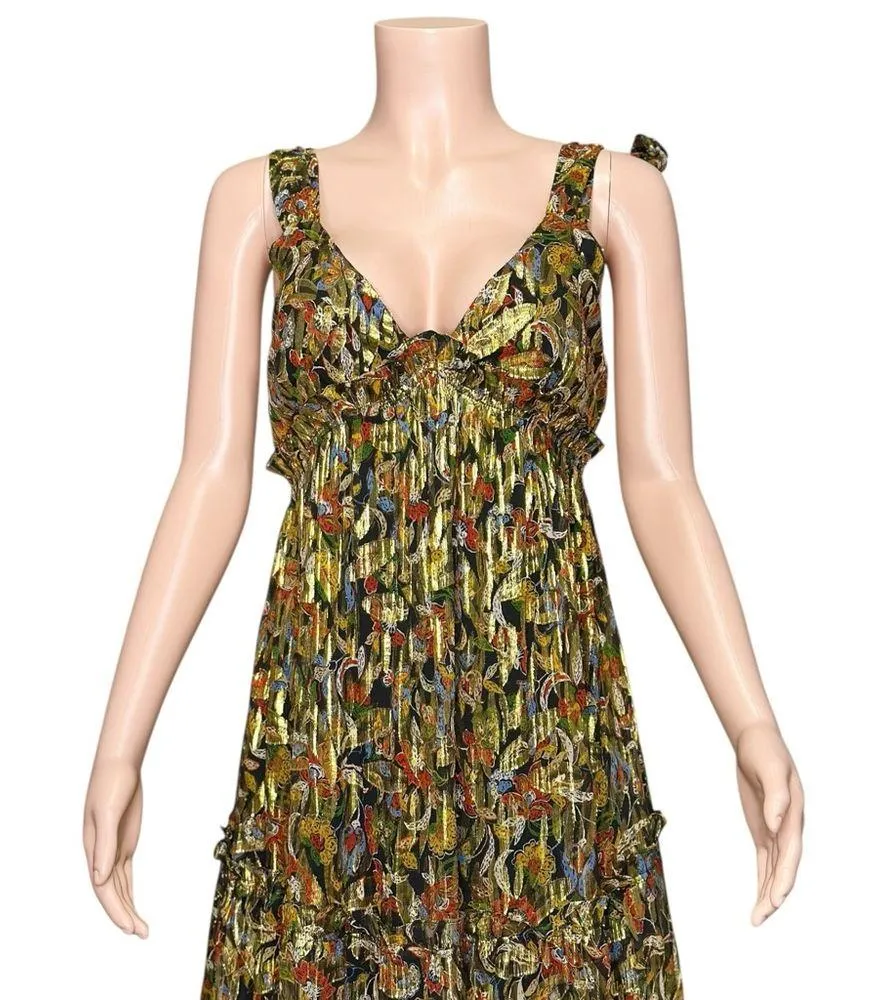 SÉZANE Graziella Silk Maxi Dress, Prints Champs Fleuri Lurex, FR40/US8 - Image 13