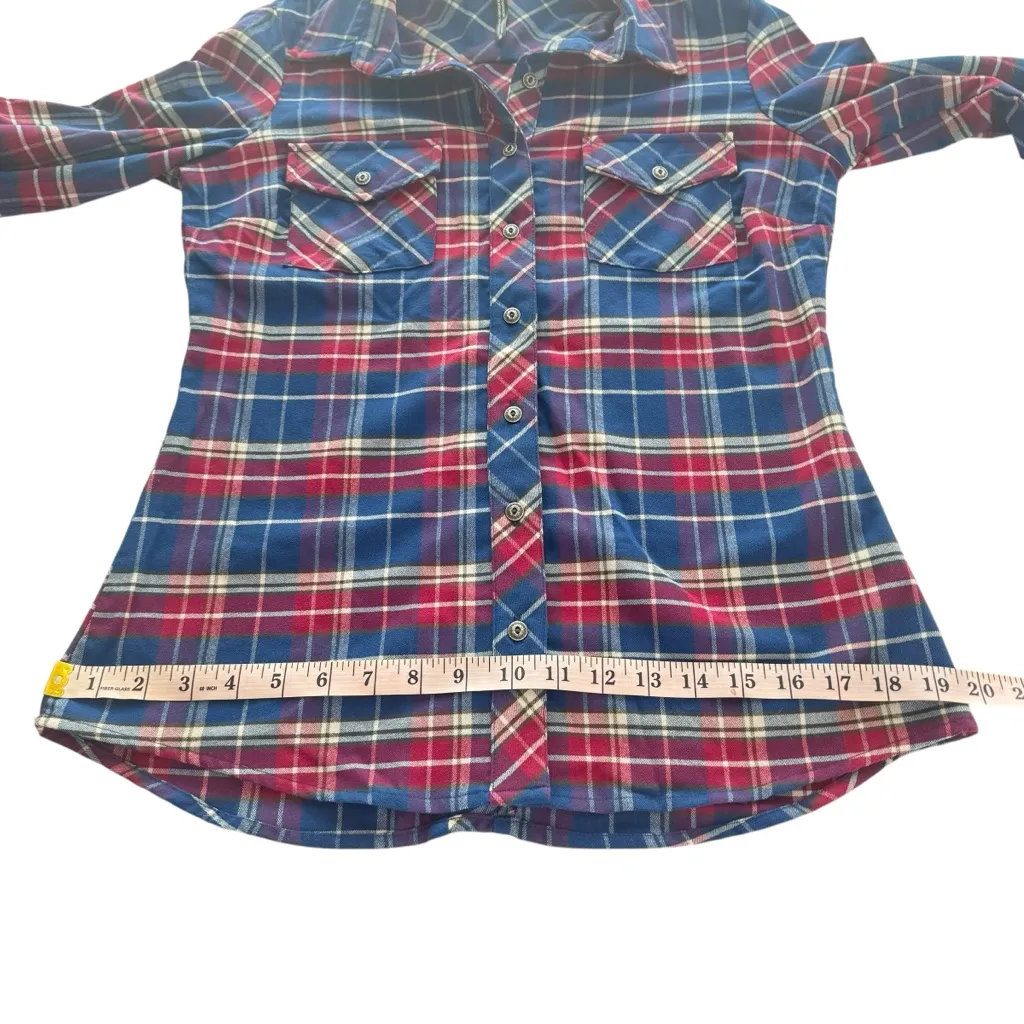 KUHL‎ Alina Flannel Button Shirt Long Sleeve Plaid Blue Red Women's SIZE Small S - Image 15