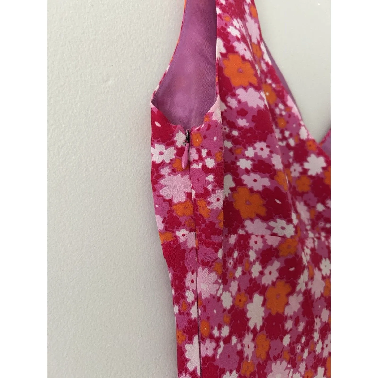 Vintage 90s Y2K Express Bright Floral Sleeveless Mini Dress Ruffle Size 3/4 - Image 4
