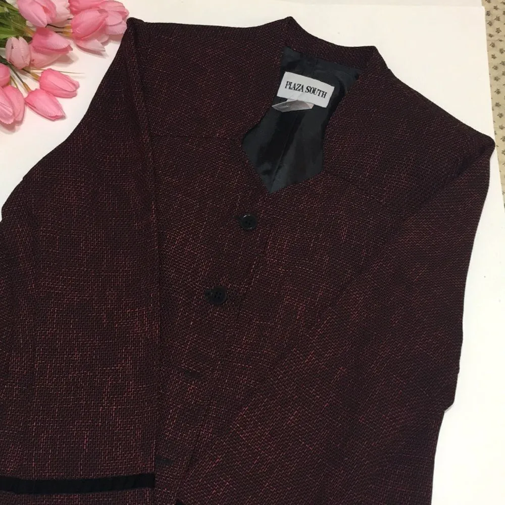 Plaza South Red and Black Velvet Skirt Set size 10 - Image 2