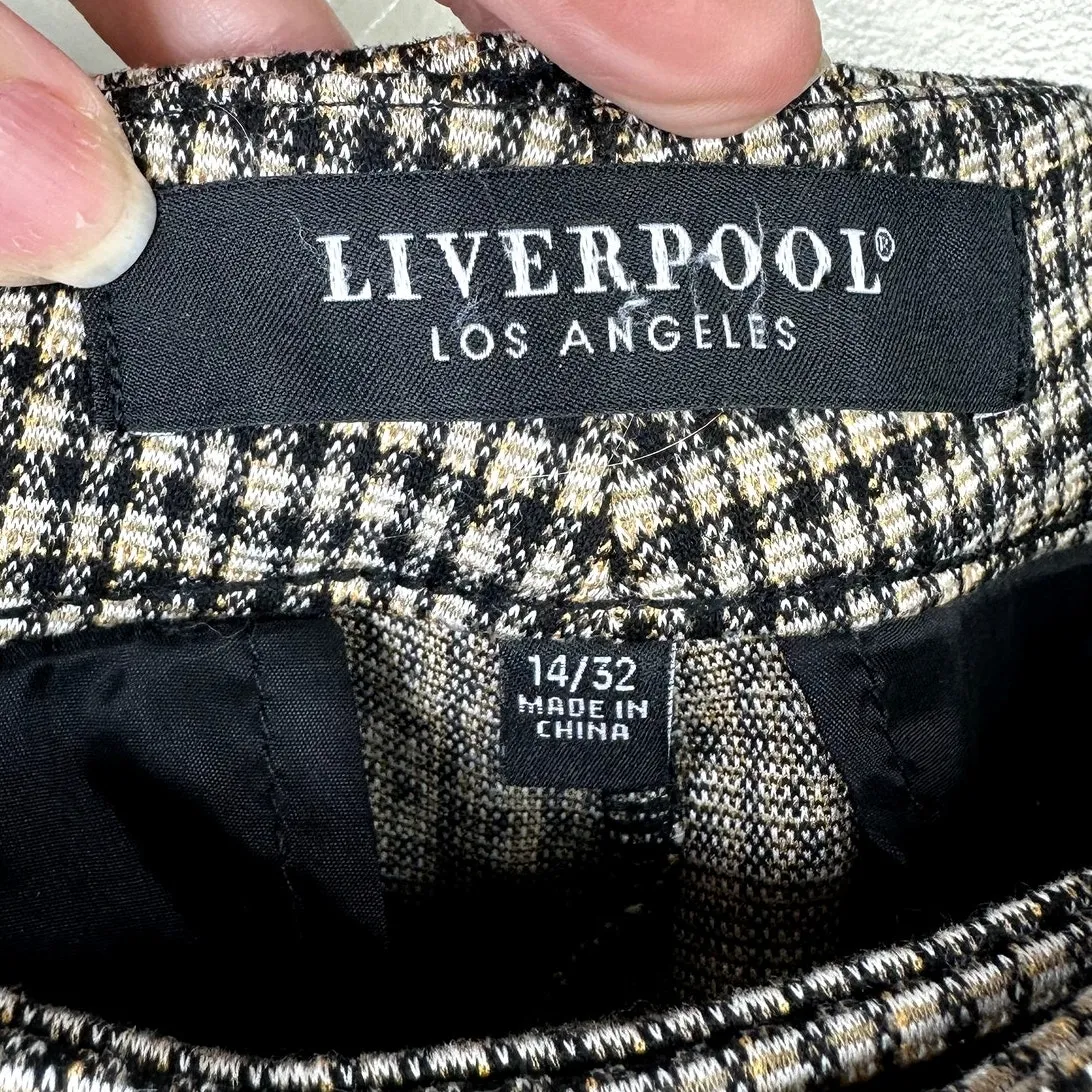 Liverpool Los Angeles Black Tan Check Kelsey Mid-Rise Trouser Knit Plaid Pants - Image 6