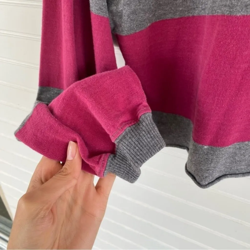 Blue Print Striped Vintage Oversized Cropped Long Sleeve Top Size L Gray Size L - Image 3